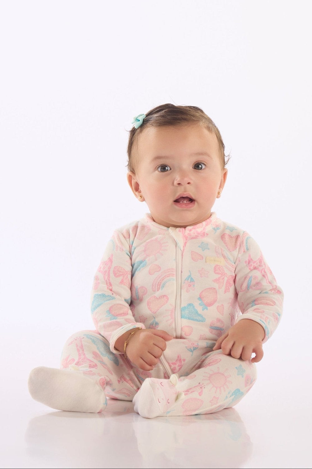 Up Baby Light Blue & White Onesie