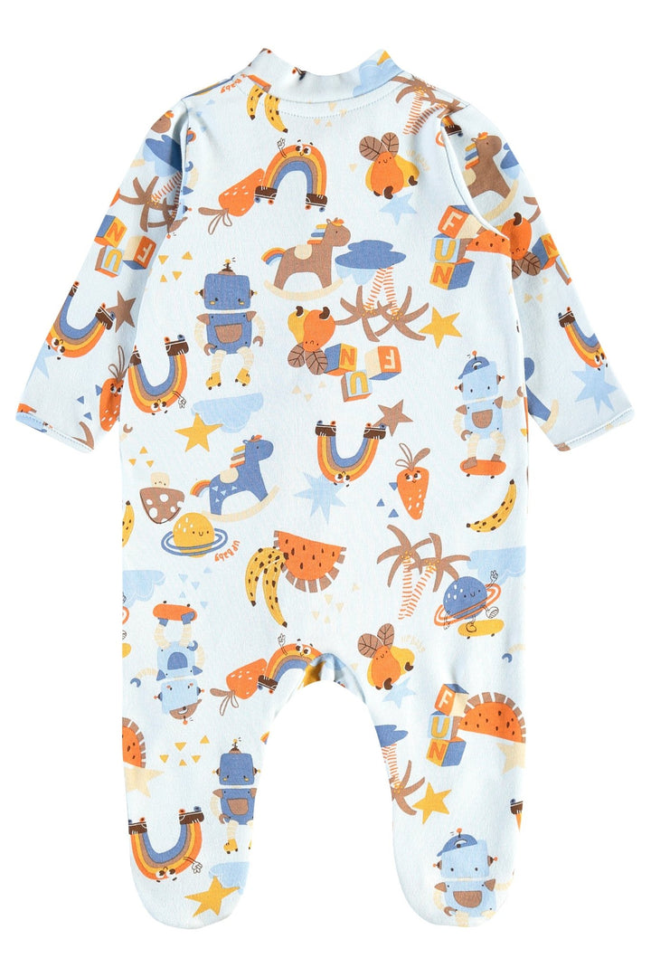 Up Baby Light Blue &amp; White Onesie