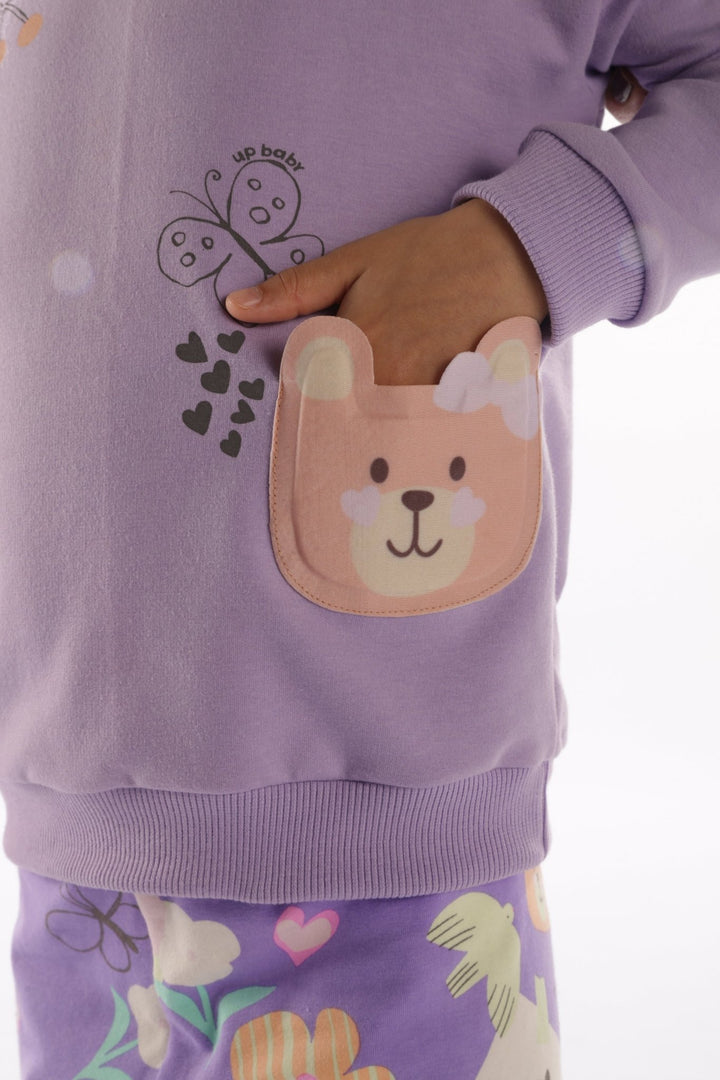 Up Baby Purple &amp; Brown Sweatshirt &amp; Pants Set