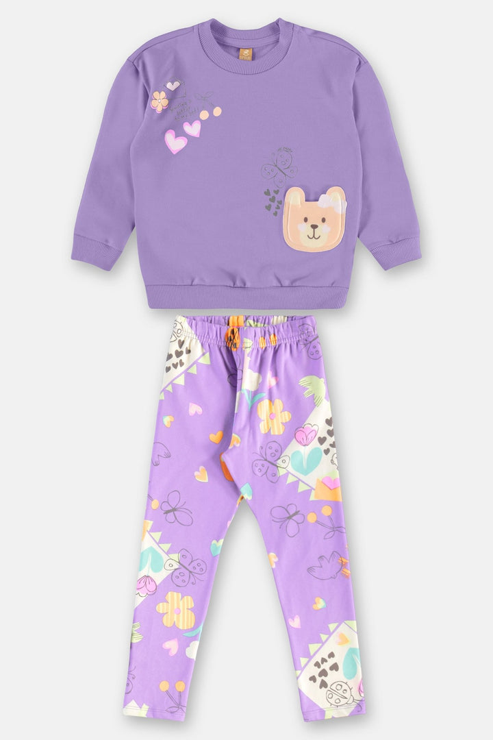 Up Baby Purple &amp; Brown Sweatshirt &amp; Pants Set