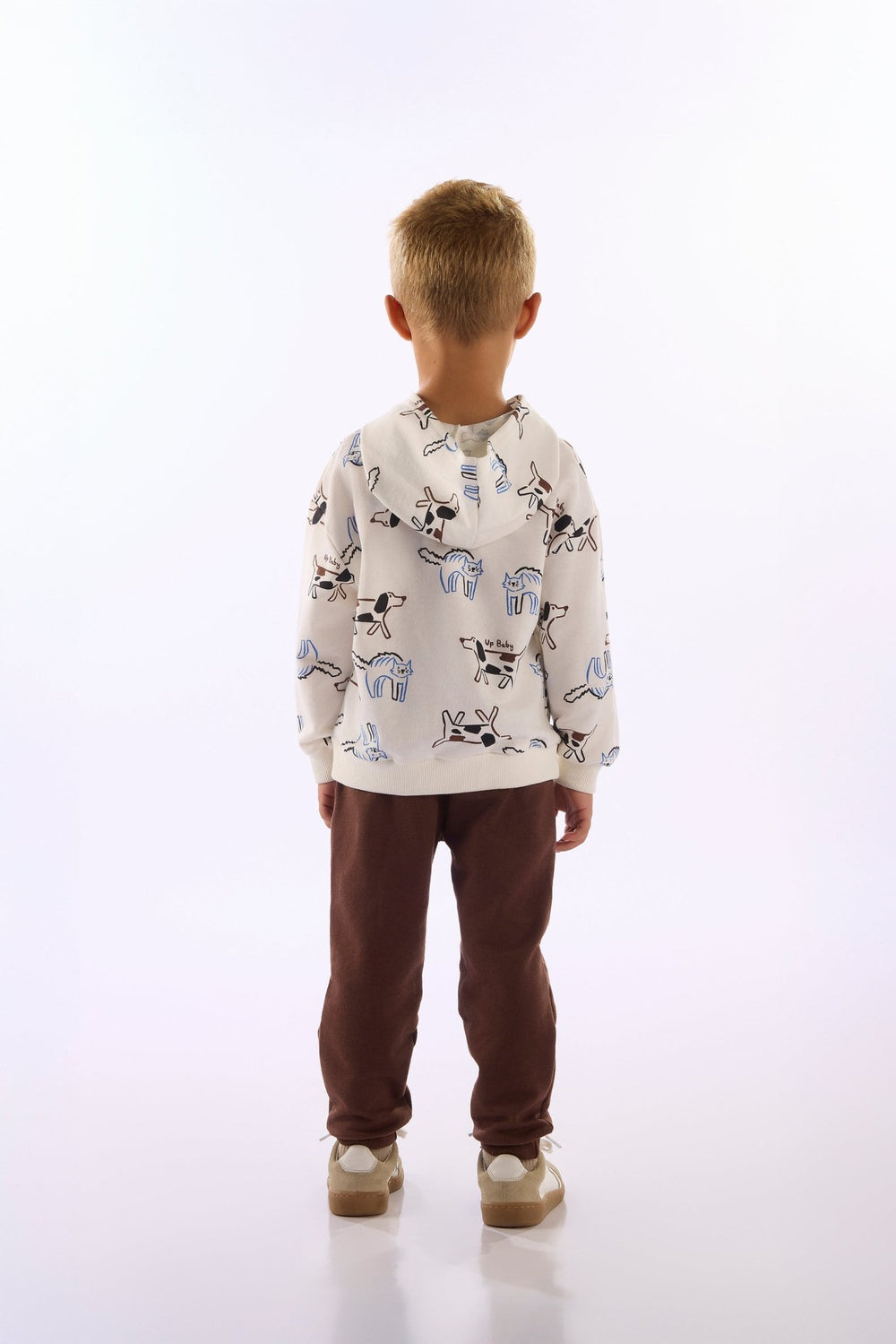 Up Baby White & Green Sweatshirt & Pants Set