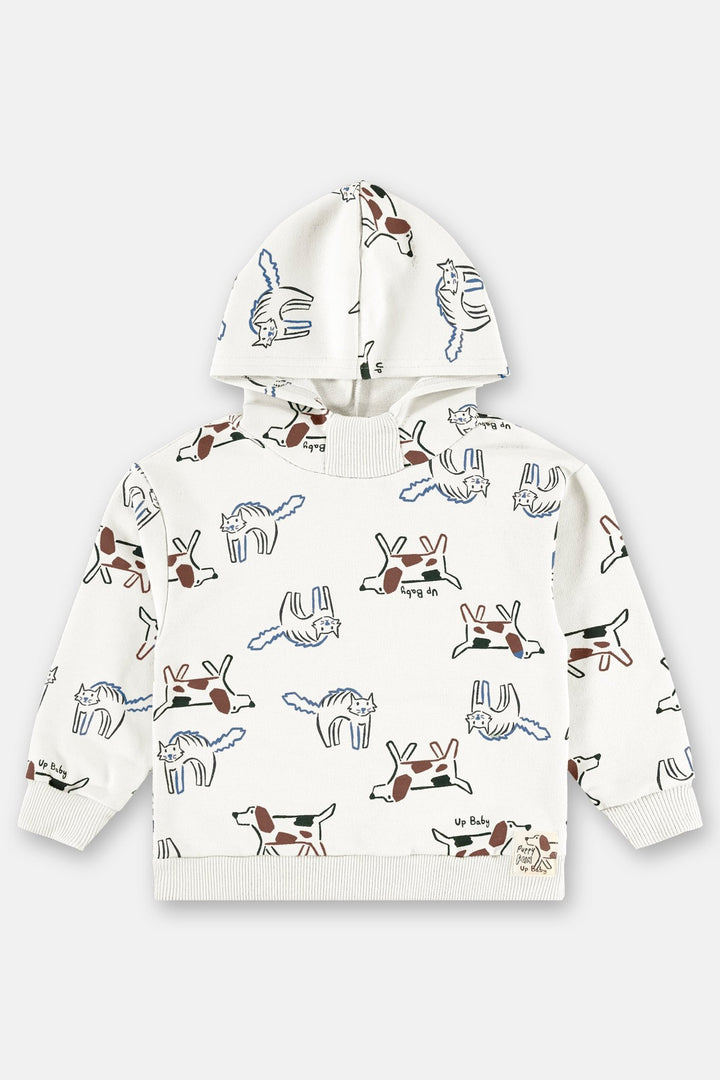 Up Baby White &amp; Green Sweatshirt &amp; Pants Set