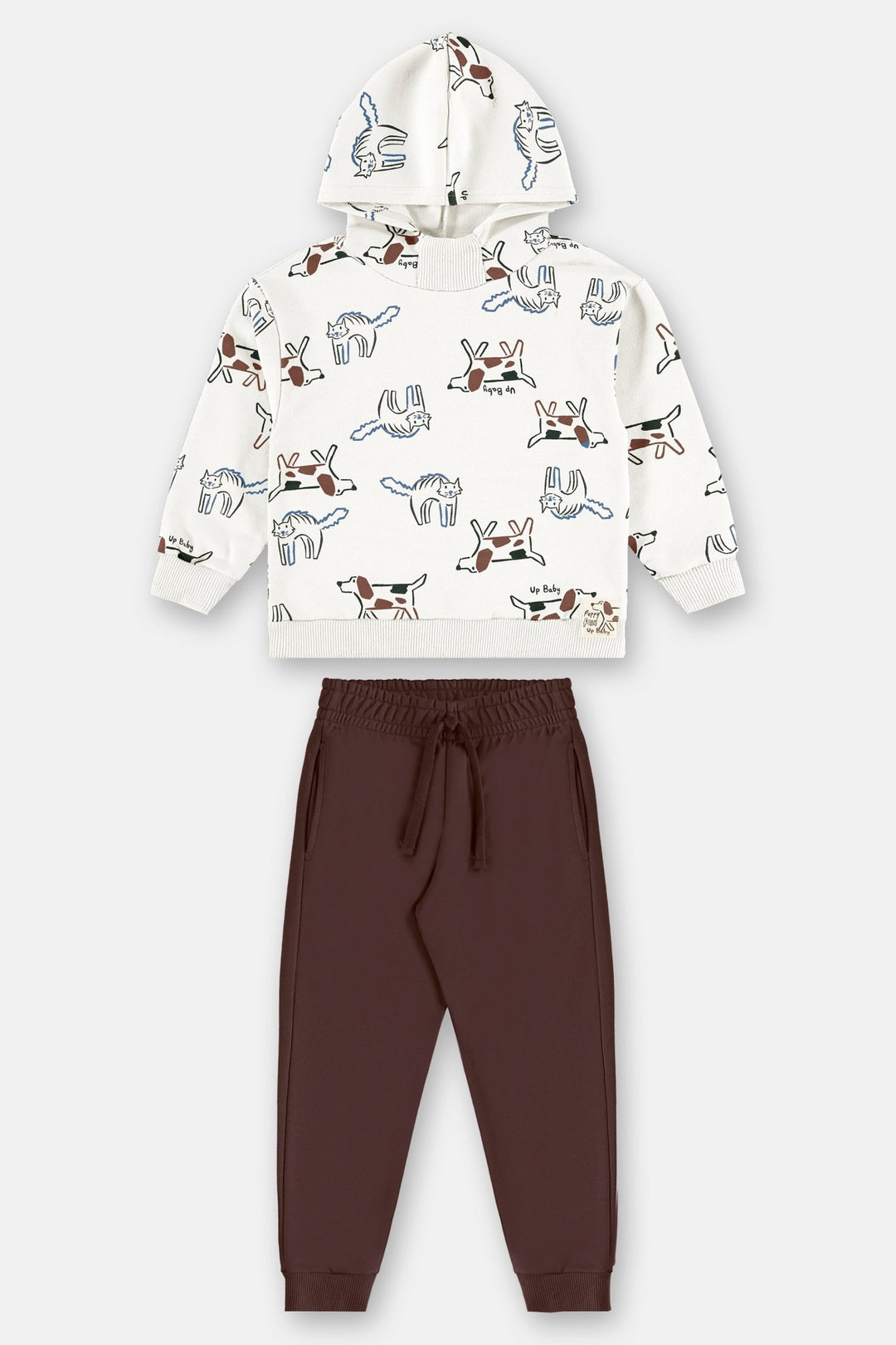 Up Baby White &amp; Green Sweatshirt &amp; Pants Set