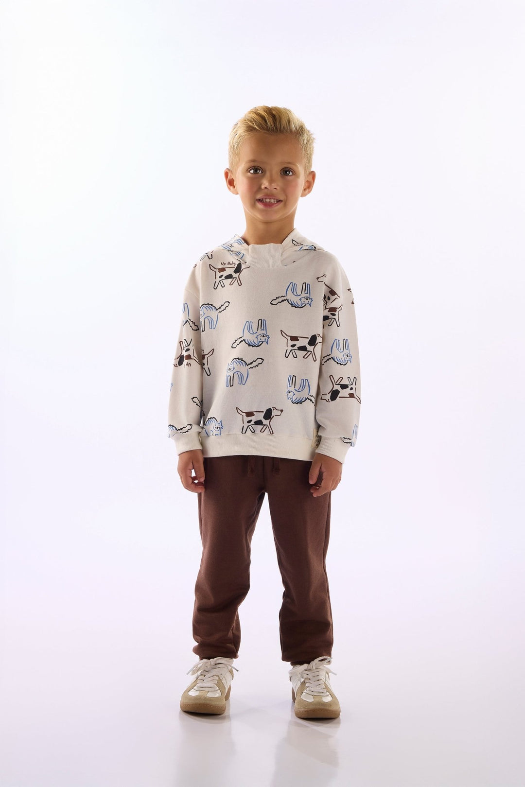 Up Baby White & Green Sweatshirt & Pants Set