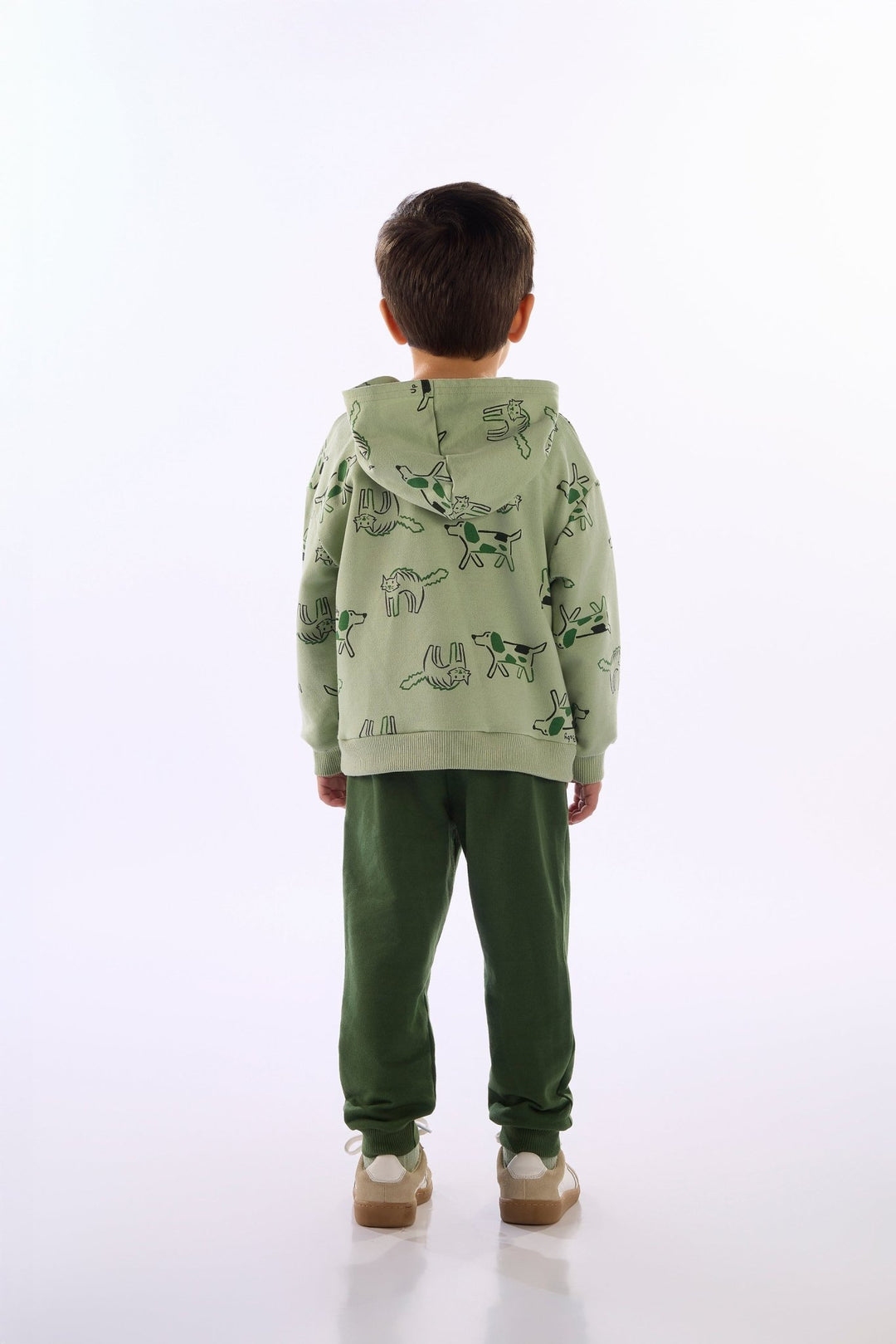 Up Baby White &amp; Green Sweatshirt &amp; Pants Set