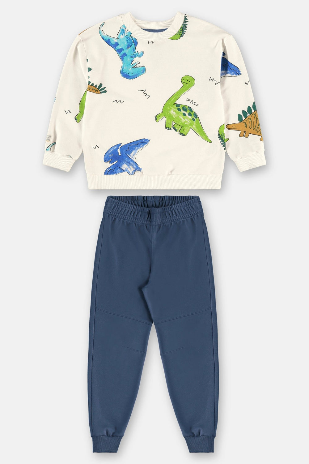 Up Baby White Sweatshirt & Pants Set