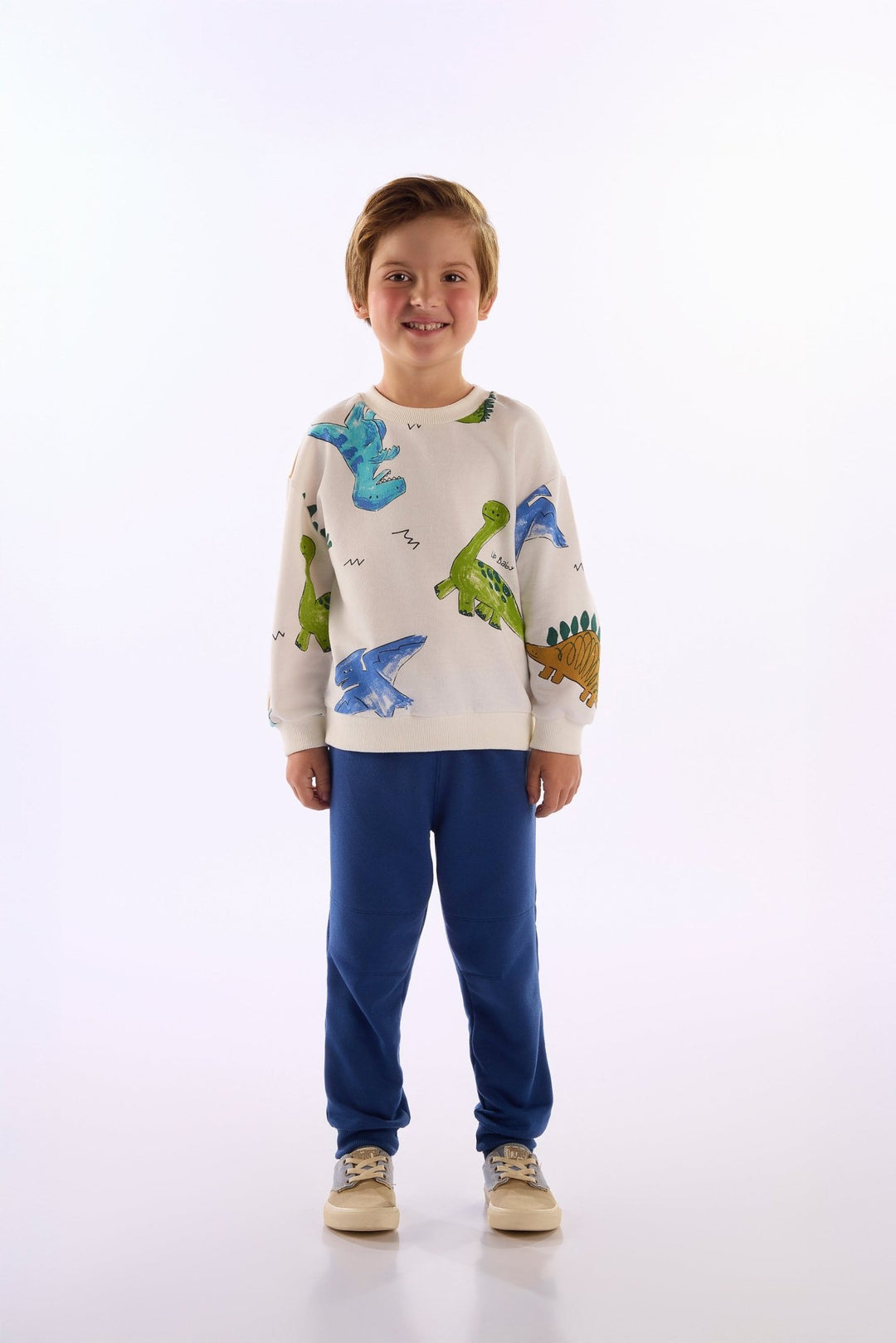 Up Baby White Sweatshirt & Pants Set