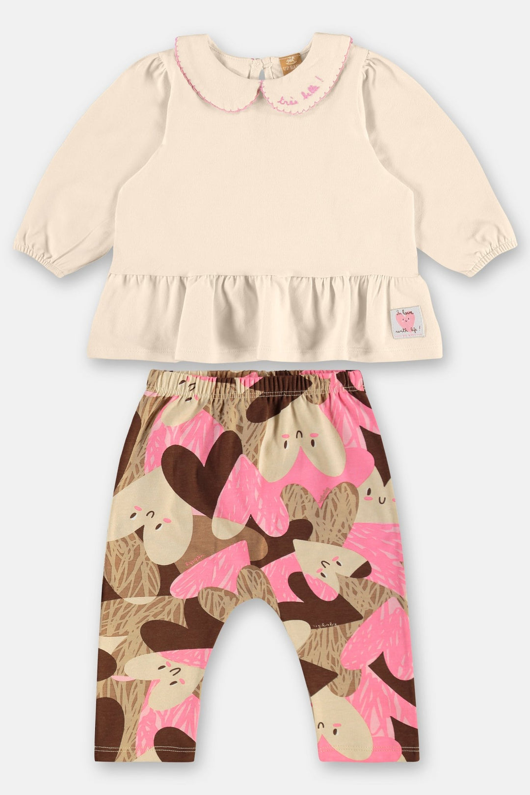 Up Baby Beige Blouse &amp; Pants Set