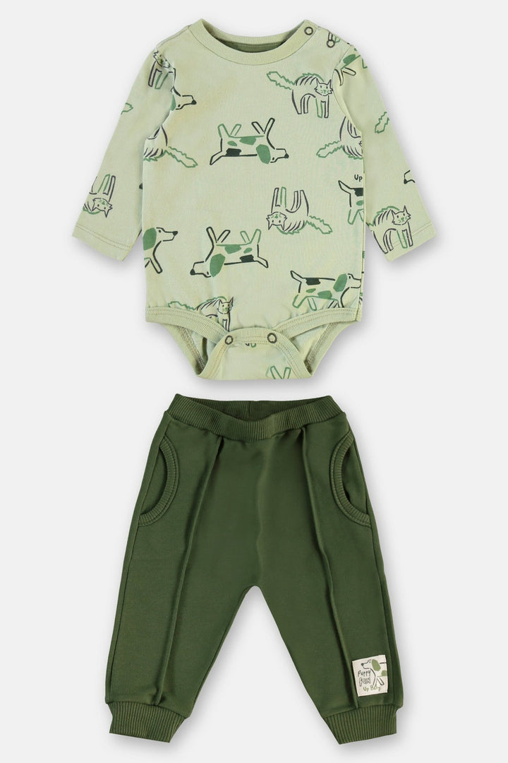Up Baby Green Bodysuit &amp; Pants Set