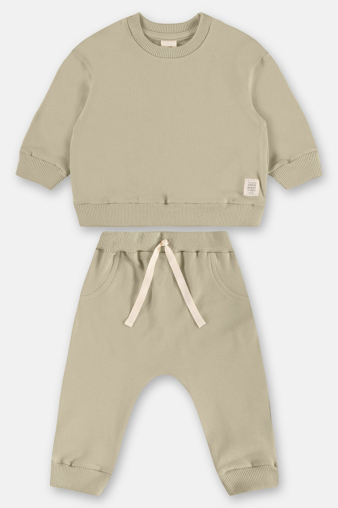 Up Baby Forest Green, Orange & White Sweatshirt & Pants Set