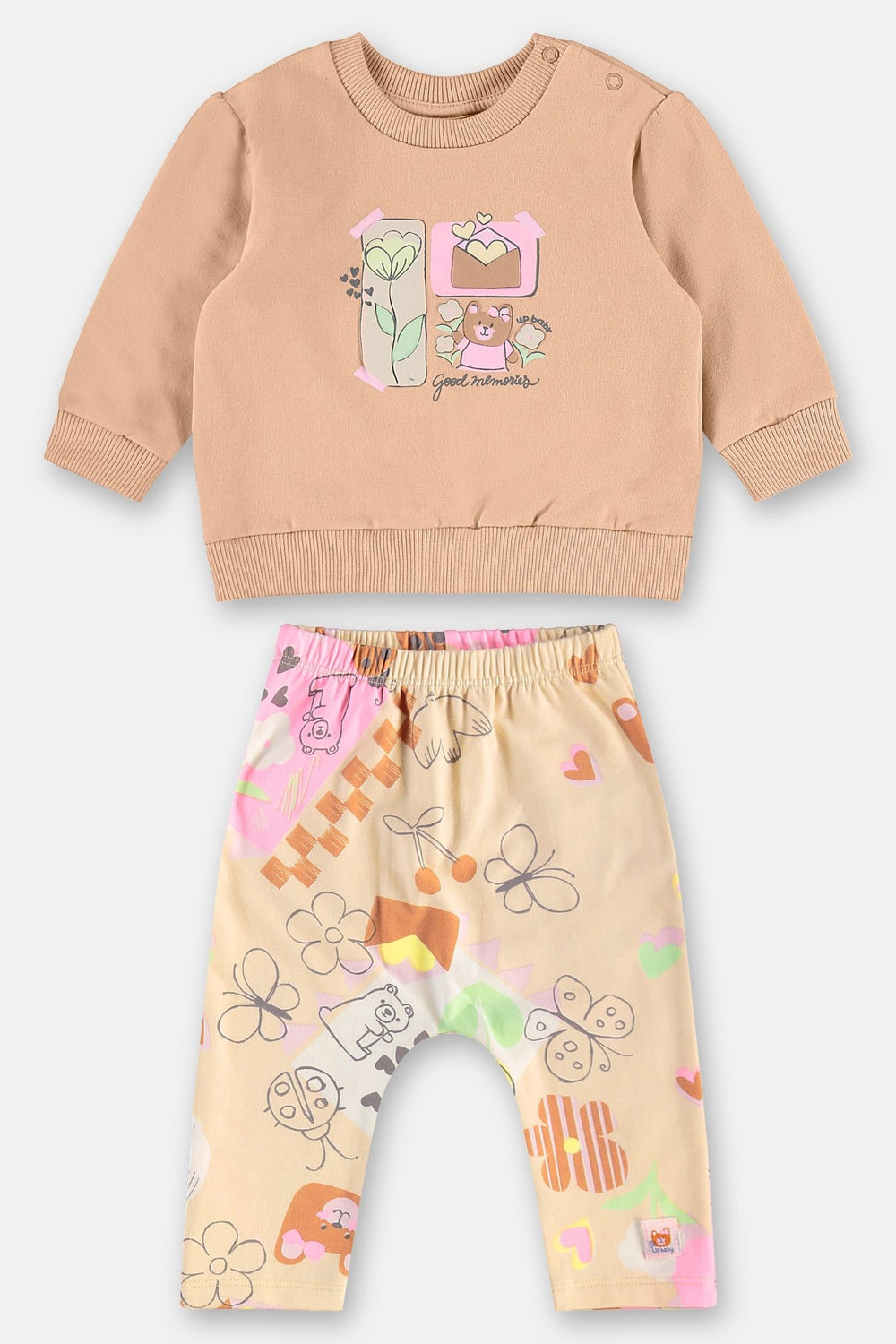 Up Baby Beige Sweatshirt & Pants Set