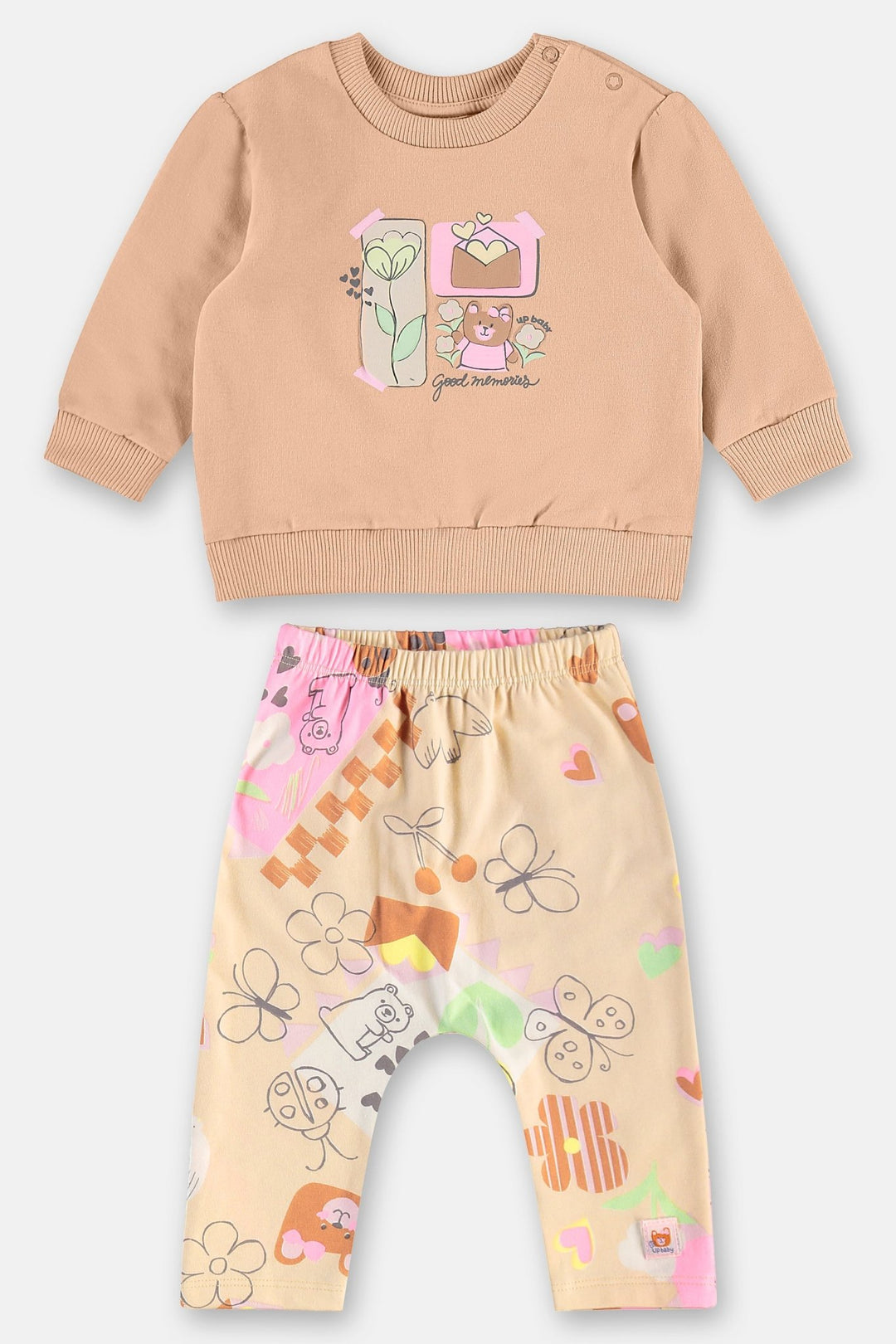 Up Baby Beige Sweatshirt &amp; Pants Set