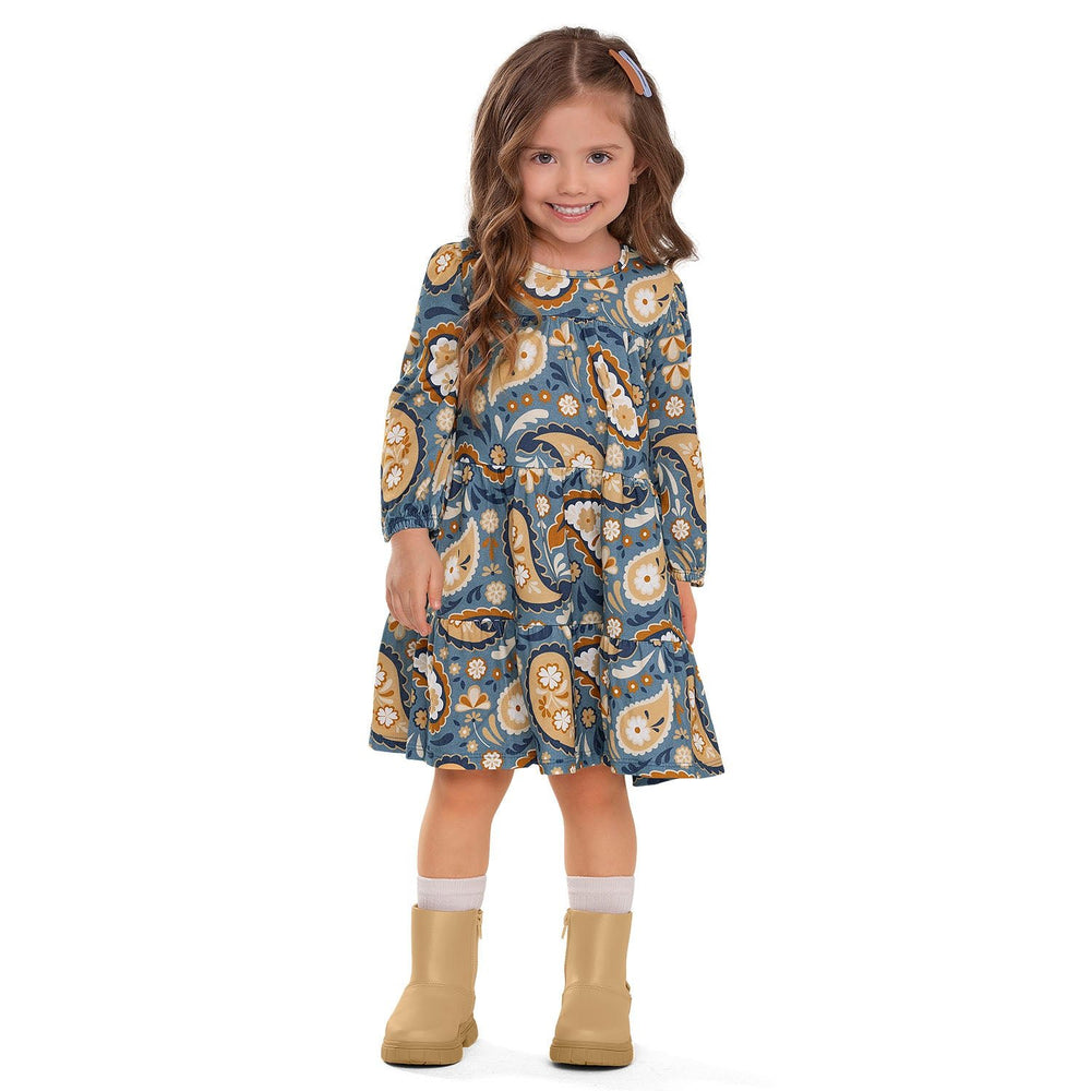 Nanai Blue Dress with Boho Print