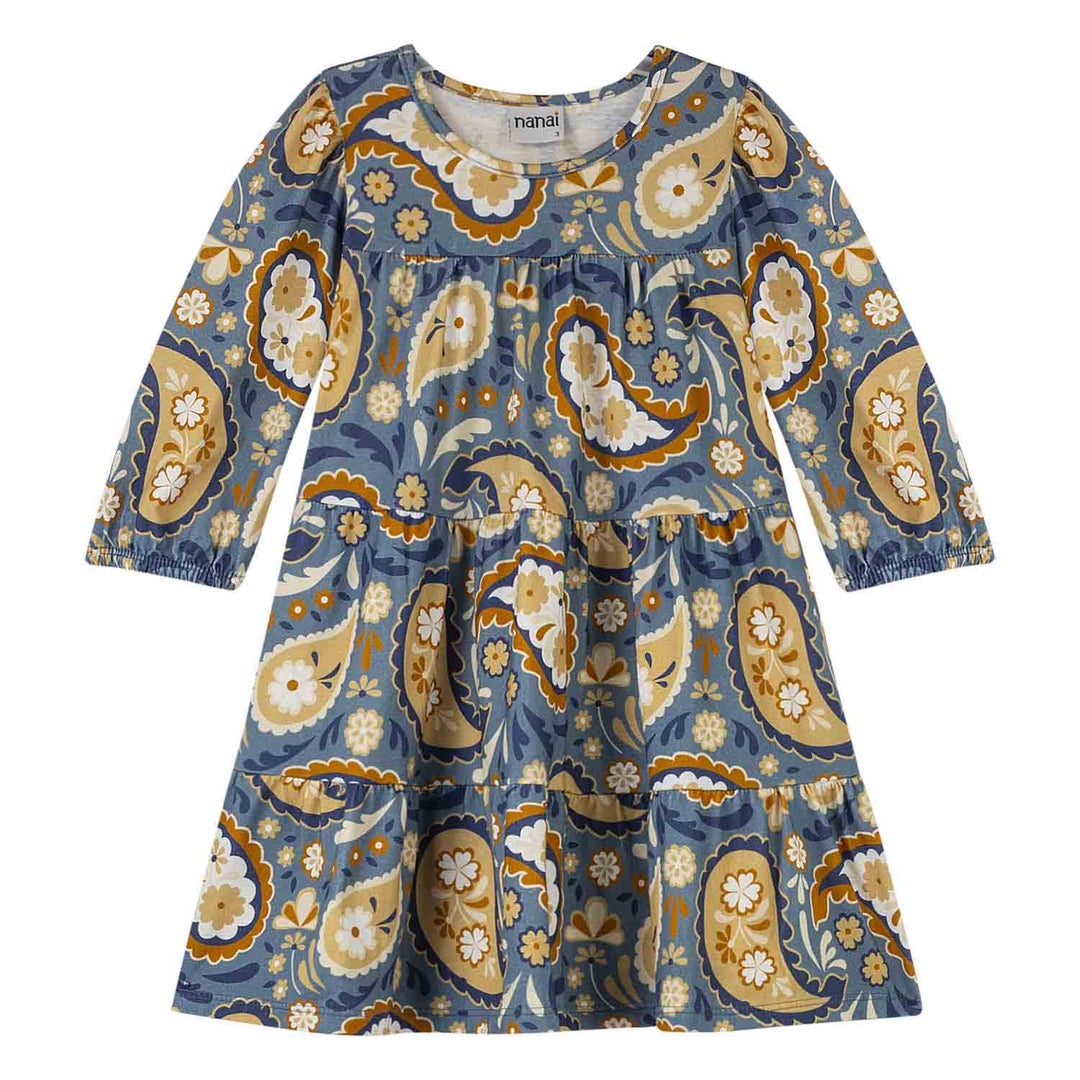 Nanai Blue Dress with Boho Print