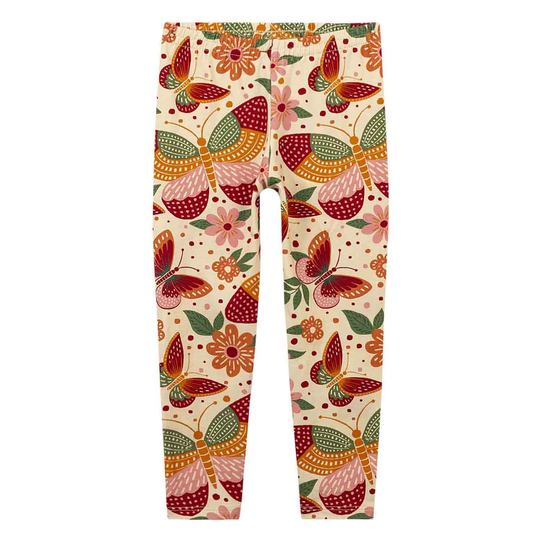 Nanai Red Long-Sleeve Top &amp; Leggings Set with Butterfly &amp; Floral Print
