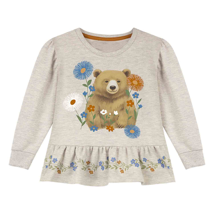 Nanai Gray Sweater &amp; Leggings Set with Bear &amp; Floral Print