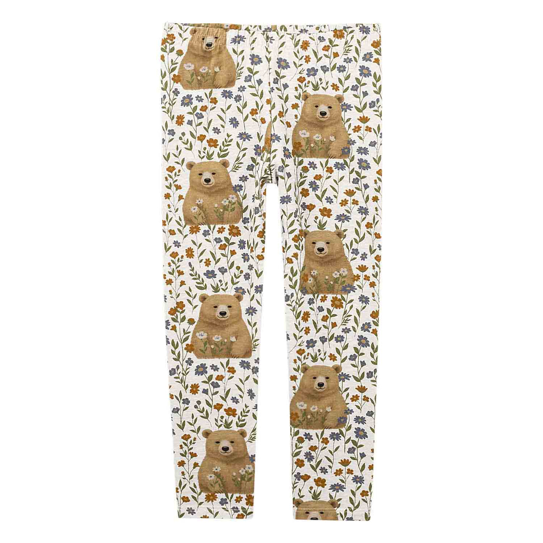 Nanai Gray Sweater &amp; Leggings Set with Bear &amp; Floral Print