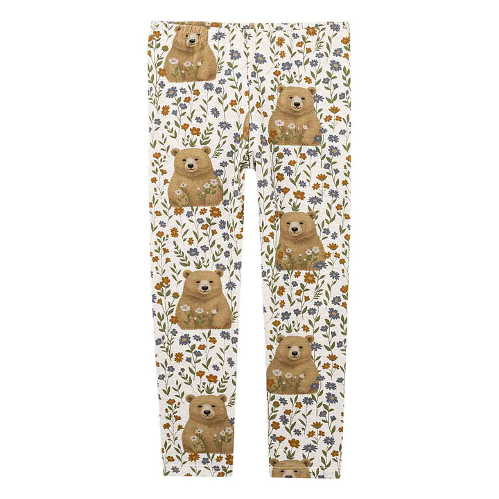 Nanai Gray Sweater &amp; Leggings Set with Bear &amp; Floral Print