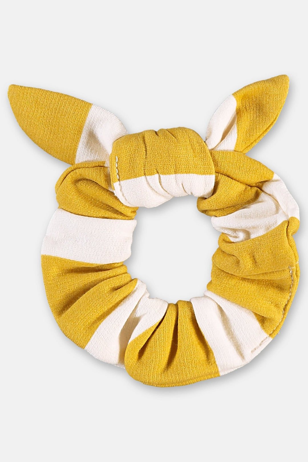 Três e Já Navy, Beige & Yellow Scrunchie