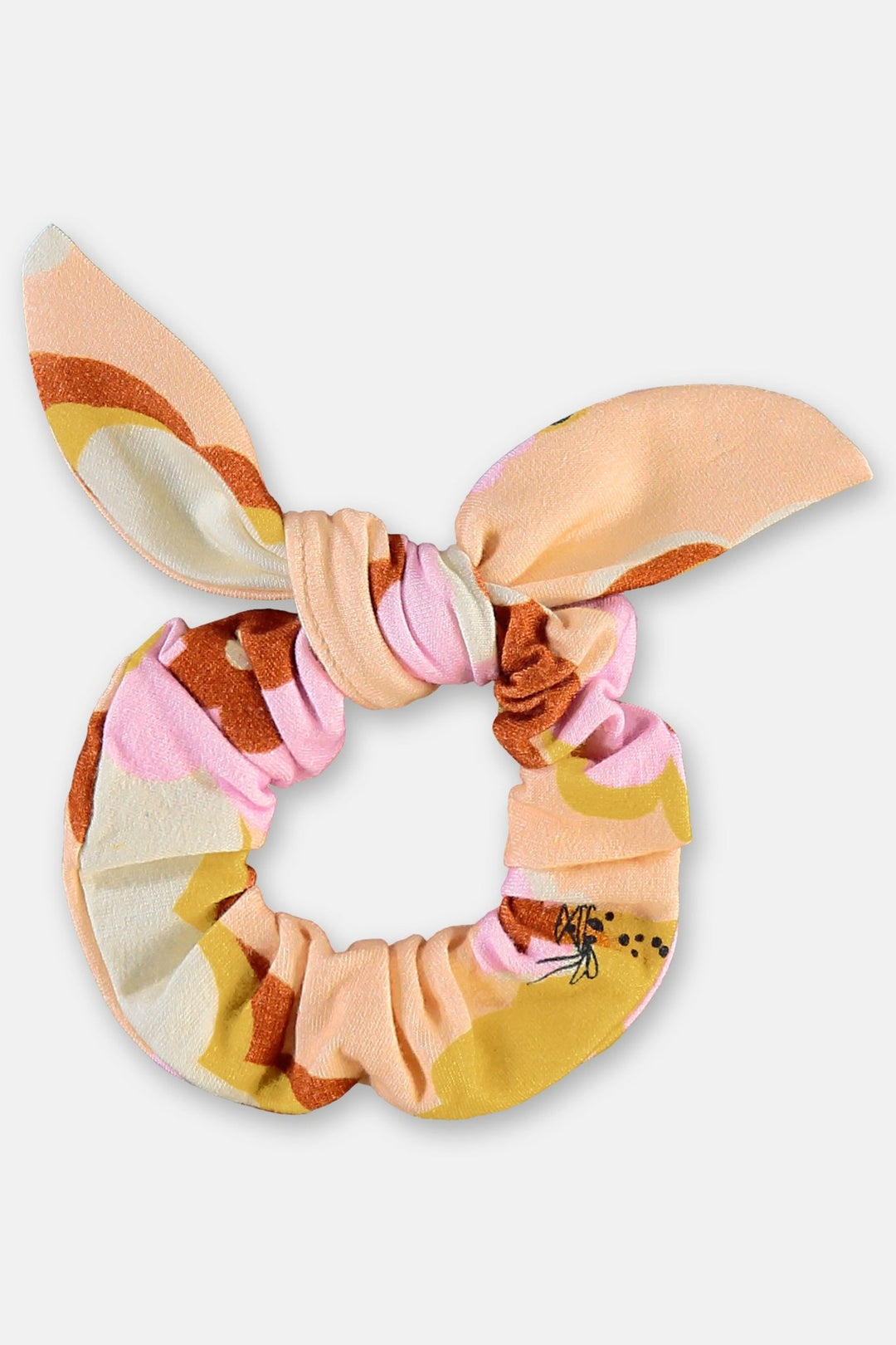 Três e Já Navy, Beige & Yellow Scrunchie