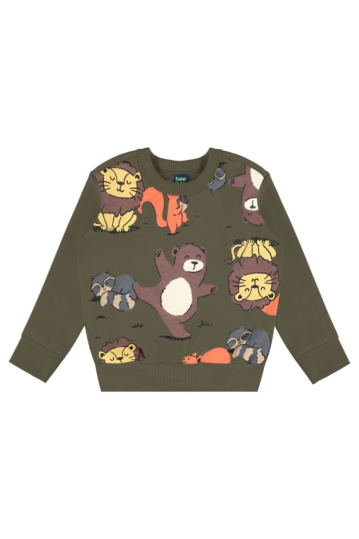 Bee Loop Beige &amp; Forest Green Sweatshirt &amp; Pants Set