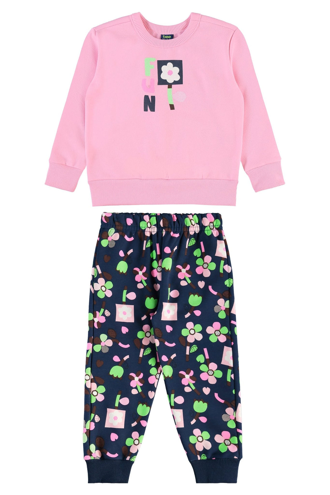 Bee Loop Sweatshirt & Pants Set for Girls – Pink & Rose - Caramelo Baby & Kids