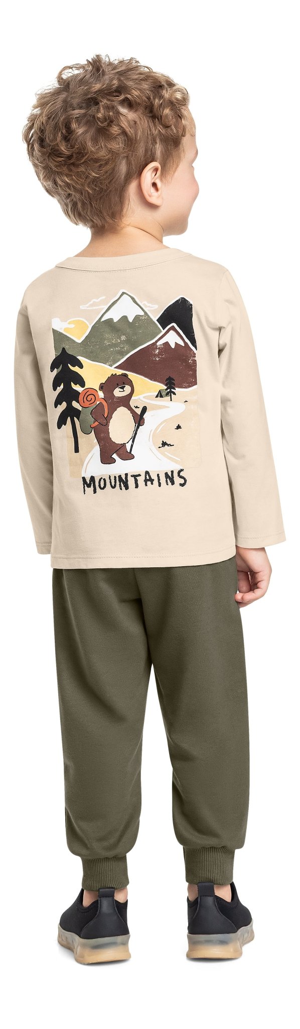 Bee Loop Beige & White T-Shirt & Pants Set