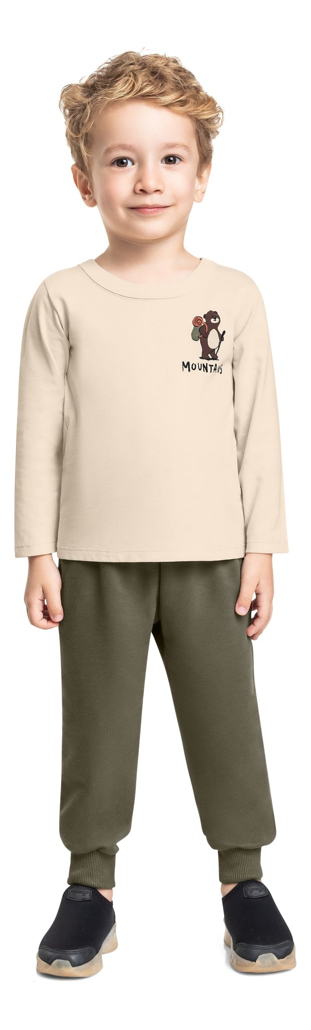 Bee Loop Beige &amp; White T-Shirt &amp; Pants Set