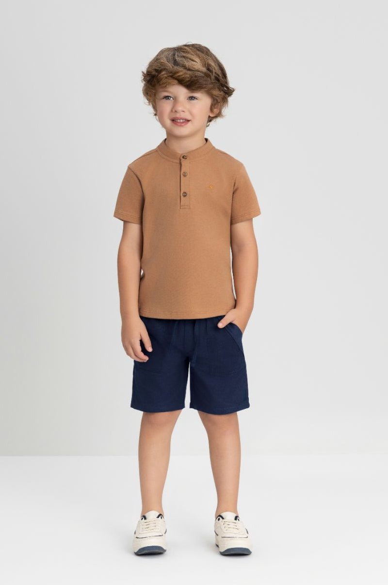 Boys' Henley T-Shirt - Camel - Caramelo Baby & Kids