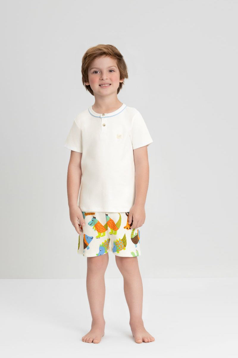 Boys' Short Pyjamas-100% cotton-dinosaur
