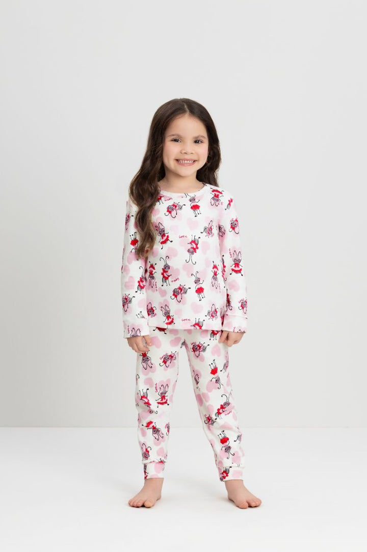 UpBaby-100%Cotton-Long-Pyjamas-Pink-Hearts-Kids-Girls