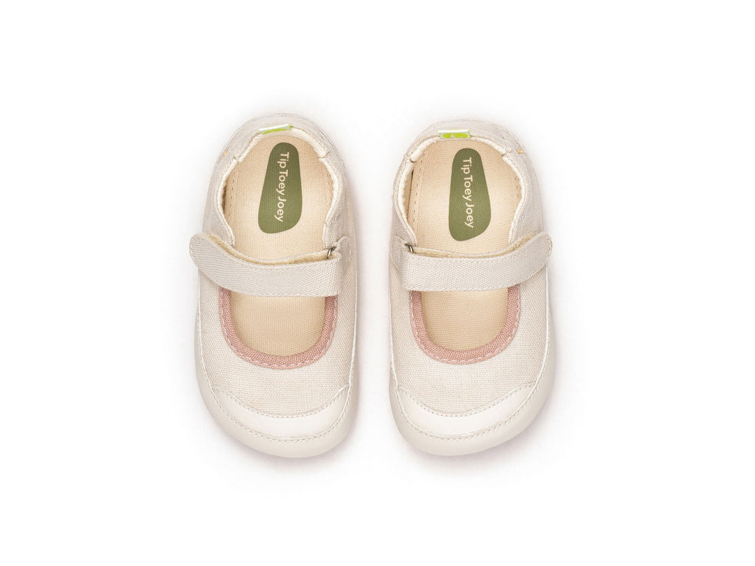 Kids Gaia Green Mary Janes - Canvas Cream / Quartz Pink - Nalua