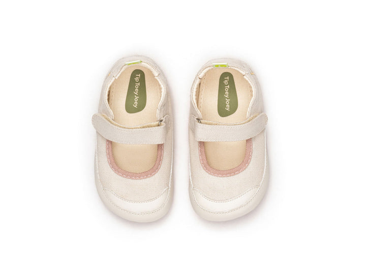 Kids Gaia Green Mary Janes - Canvas Cream / Quartz Pink - Nalua