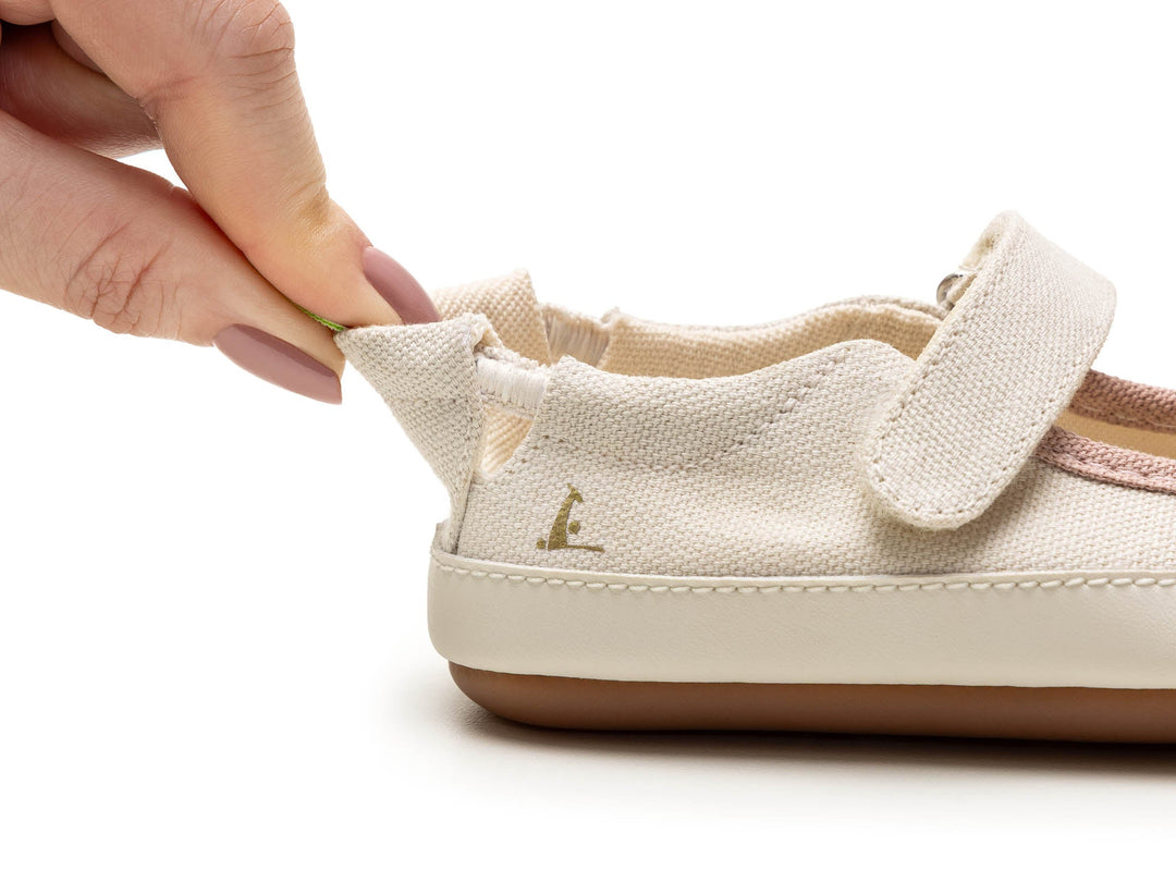 Kids Gaia Green Mary Janes - Canvas Cream / Quartz Pink - Nalua