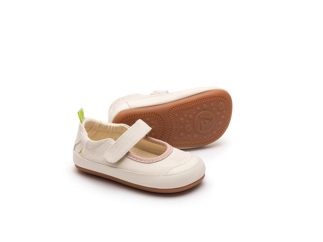 Kids Gaia Green Mary Janes - Canvas Cream / Quartz Pink - Nalua