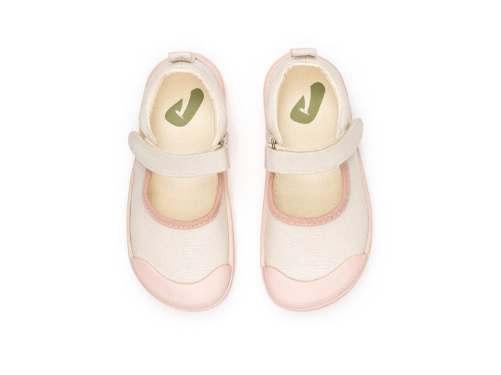 Kids Gaia Green Mary Janes - Lona Creme / Lona Rosa Quartzo - Nalua