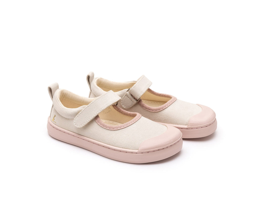 Kids Gaia Green Mary Janes - Lona Creme / Lona Rosa Quartzo - Nalua