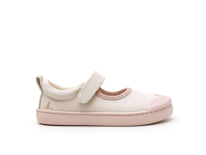 Kids Gaia Green Mary Janes - Lona Creme / Lona Rosa Quartzo - Nalua