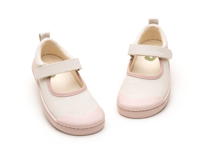 Kids Gaia Green Mary Janes - Lona Creme / Lona Rosa Quartzo - Nalua