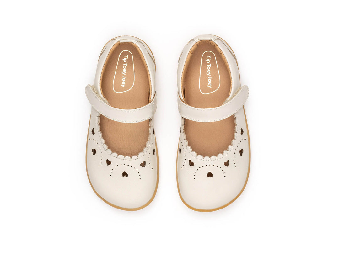 Kids Sweetheart Mary Janes - Cream - Nalua