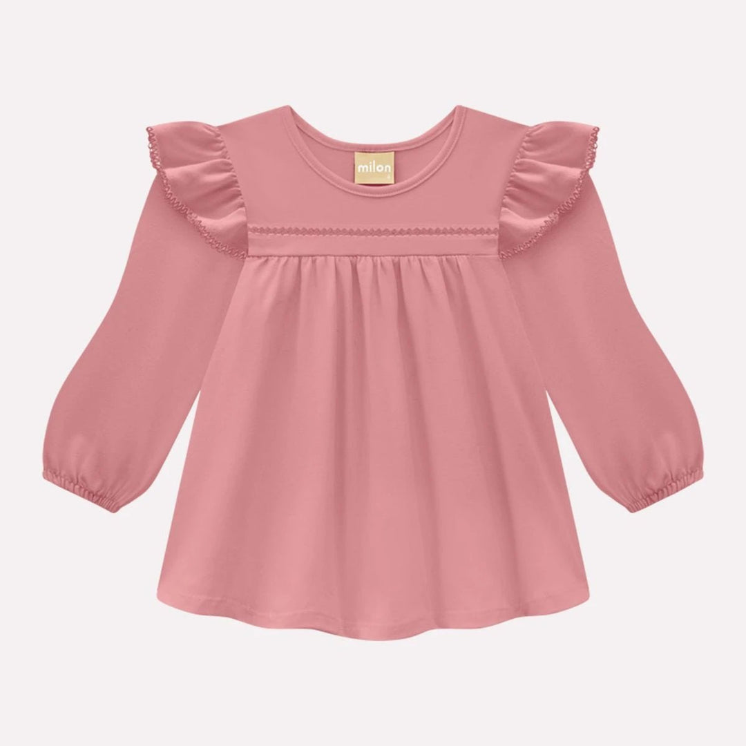 Long-Sleeves Cotton Top (Dusty Pink) - Nalua