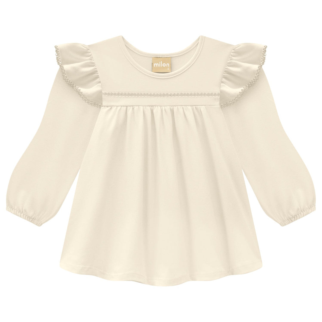 Long-Sleeves Cotton Top (Off-white) - Nalua