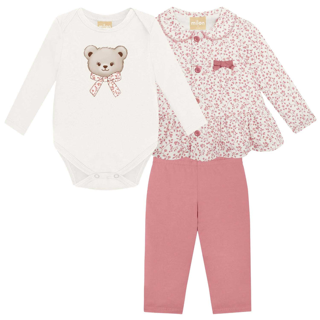 Milon White Bodysuit, Leggings & Coat Set