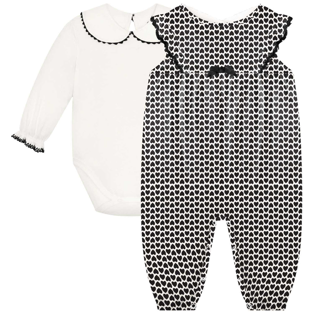 Milon White Bodysuit & Overalls Set