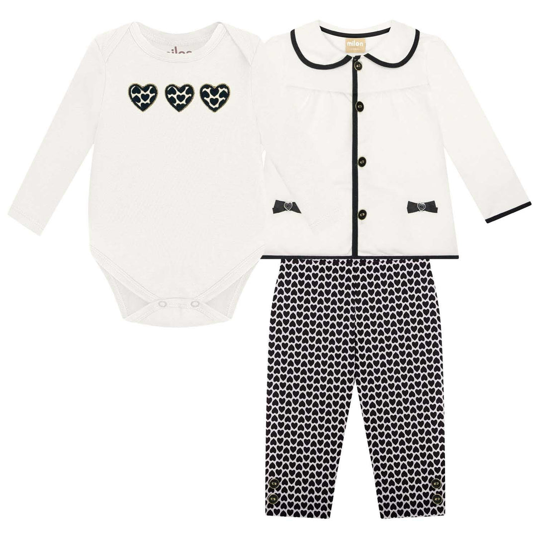 Milon White Coat, Bodysuit & Leggings Set