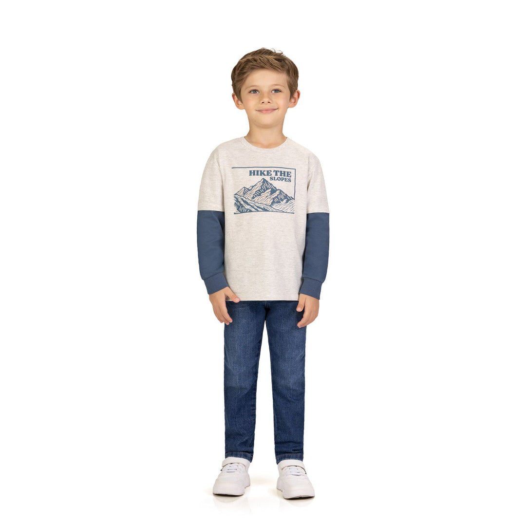 Milon Gray T-Shirt with Mountain Print