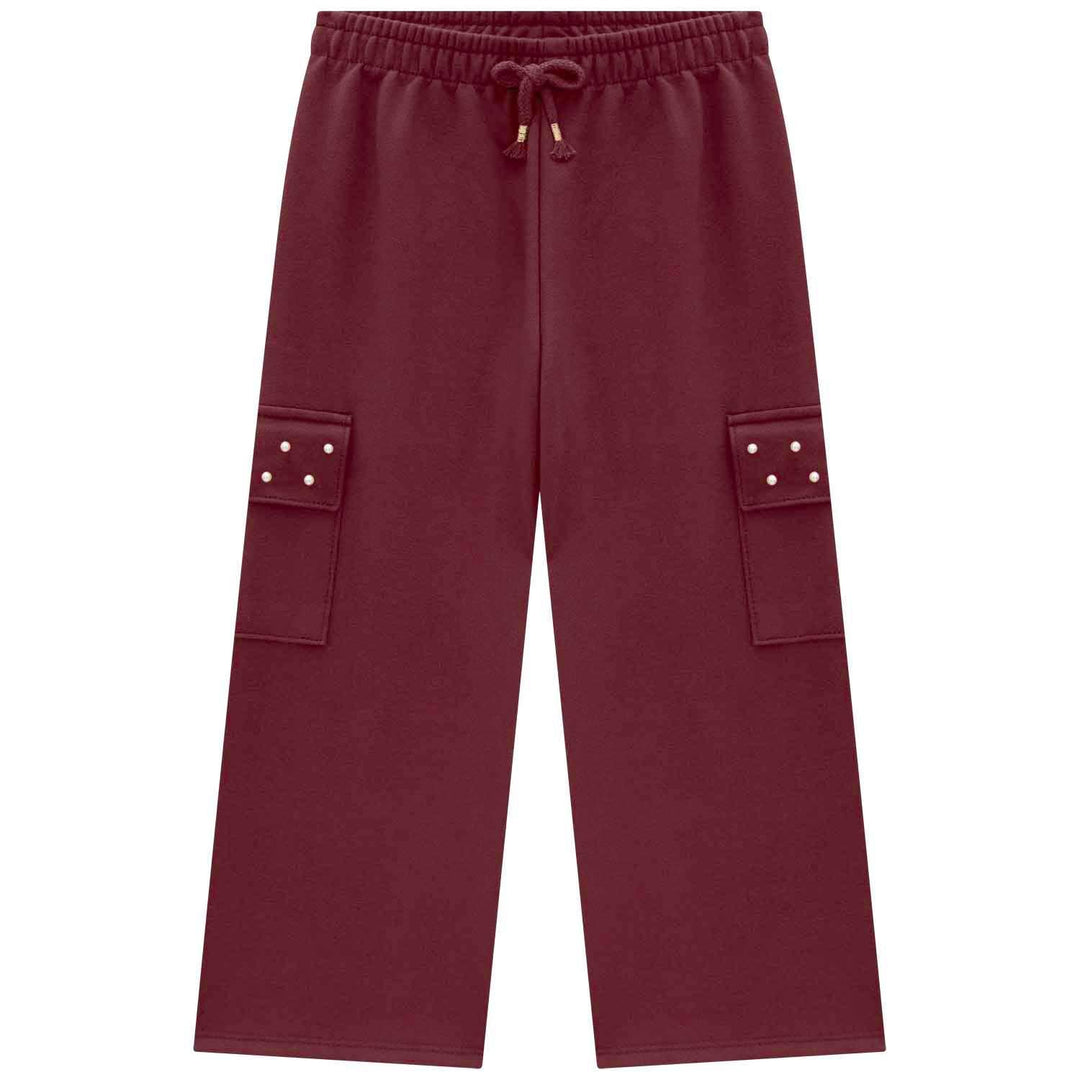 Milon Girls Pants with Details (Burgundy) - Nalua