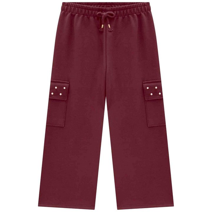 Milon Girls Pants with Details (Burgundy) - Nalua