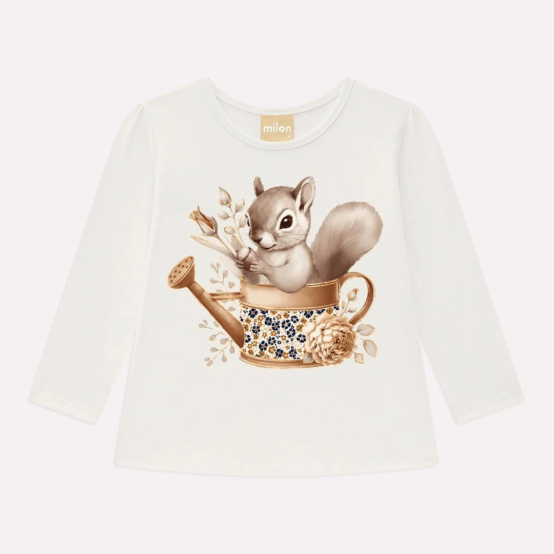 Milon Long-Sleeves T-Shirt in Stretch Cotton - Squirrel - Nalua