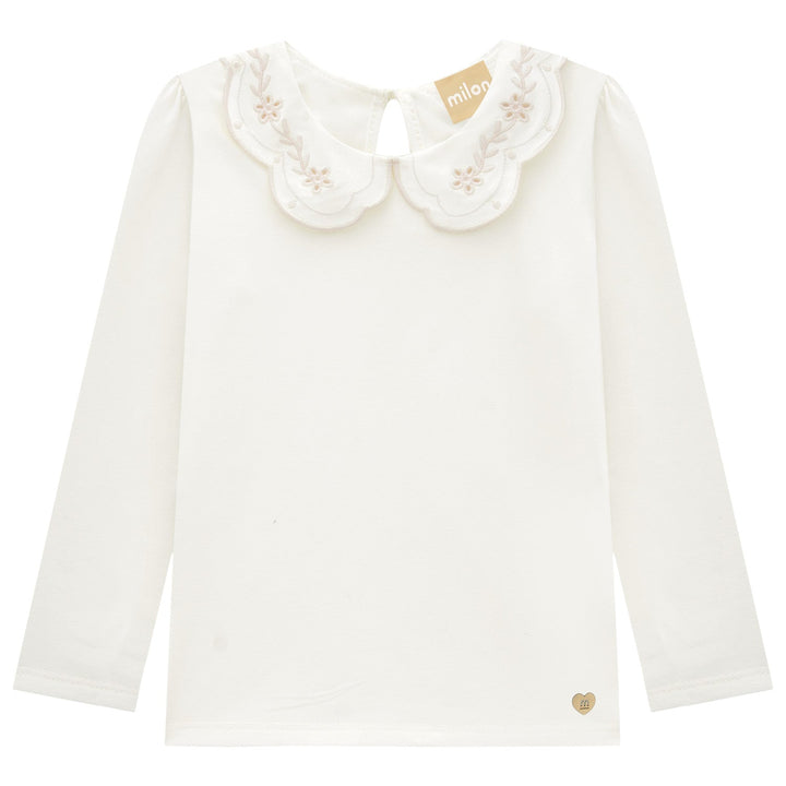 Milon Long-Sleeves Top for Girls (White) - Nalua